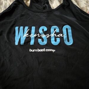 Burn Boot Camp Black Tank Top with Blue Print